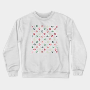 Christmas colored paw prints Crewneck Sweatshirt